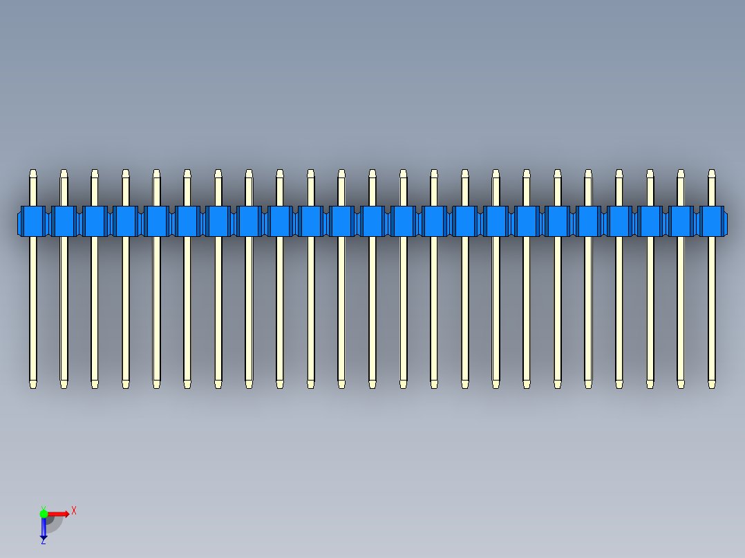 彩色公头100mil（2.54mm）系列-DS1021_blue_3x23p_100mil_Type5_rev1.0俯视图