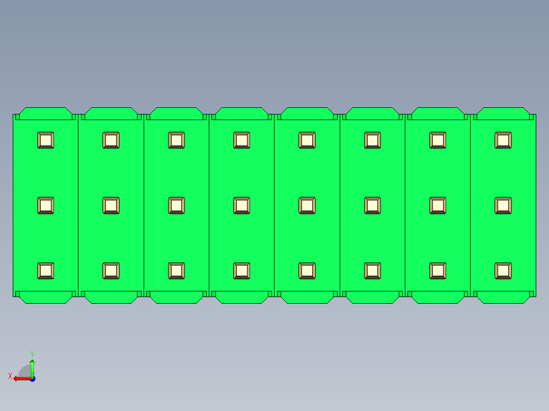 彩色公头100mil（2.54mm）系列-DS1021_green_3x08p_100mil_Type1_rev1.0后视图