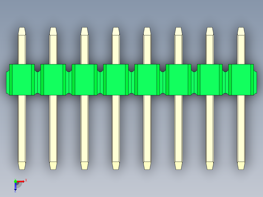 彩色公头100mil（2.54mm）系列-DS1021_green_3x08p_100mil_Type1_rev1.0俯视图