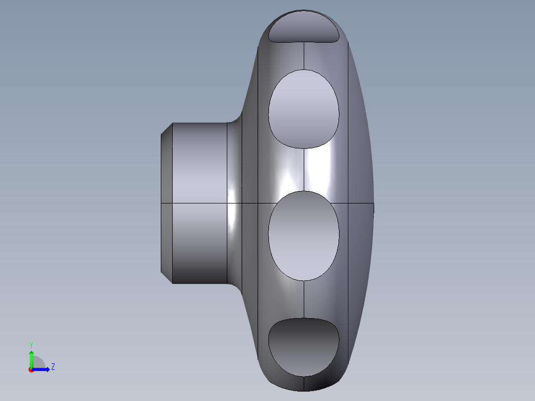 星型把手(不銹鋼)2469(B)-3D多系列多零件图纸模型左视图