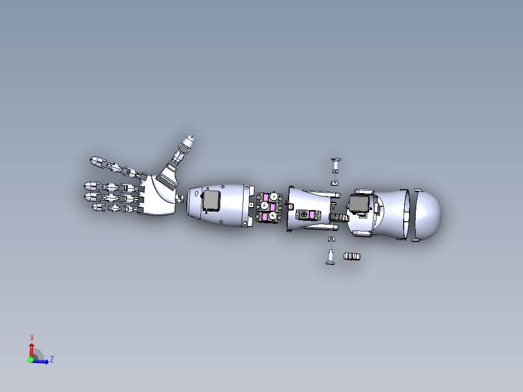 Bionic hand仿生手爆炸模型3D图纸 Solidworks设计