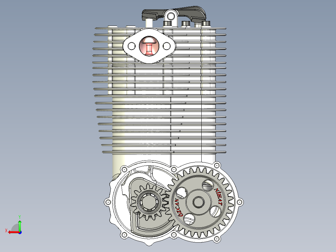 四冲程发动机后视图