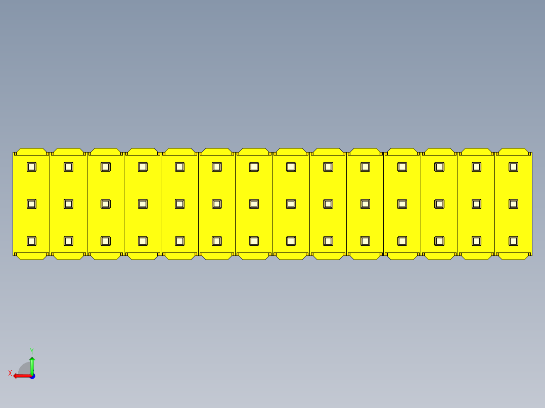 彩色公头100mil（2.54mm）系列-DS1021_yellow_3x14p_100mil_Type5_rev1.0后视图