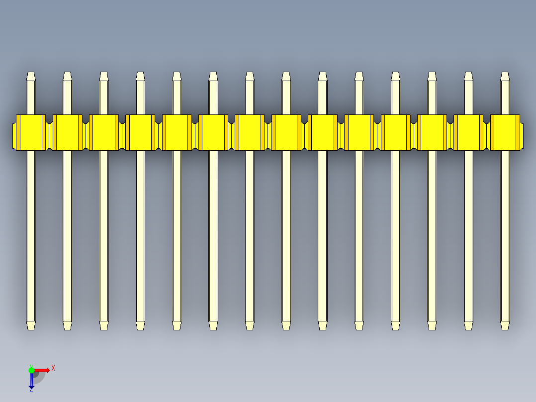 彩色公头100mil（2.54mm）系列-DS1021_yellow_3x14p_100mil_Type5_rev1.0俯视图