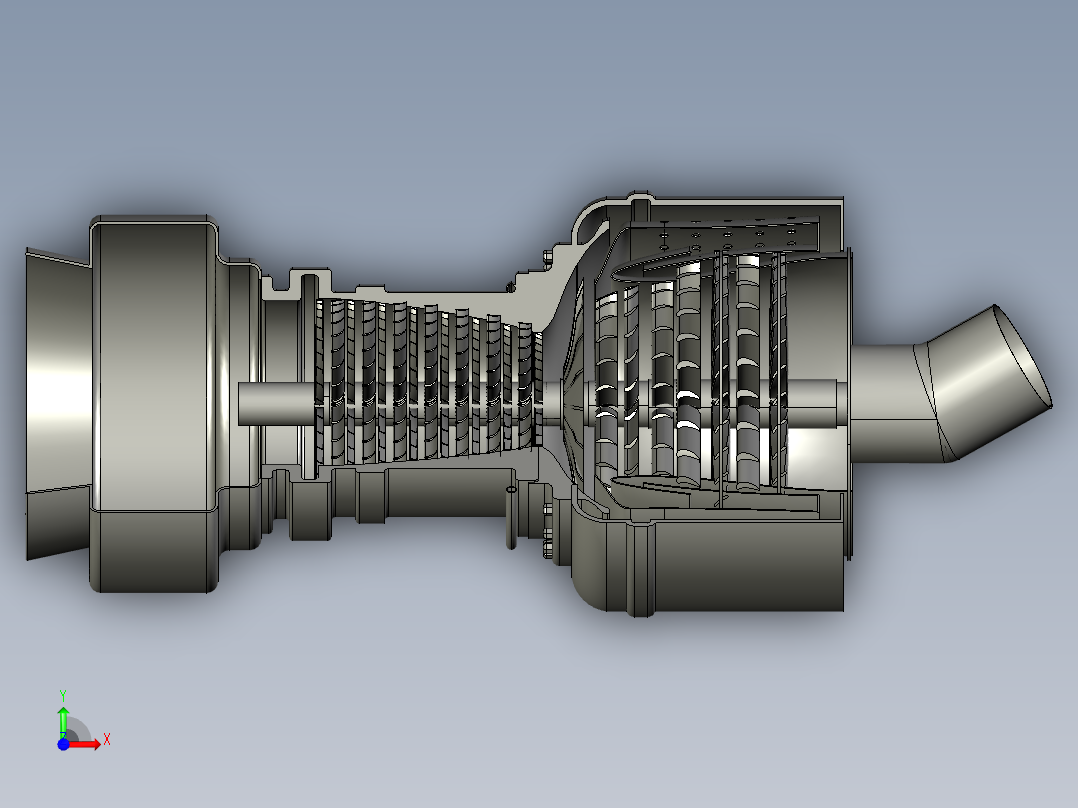 燃气轮机122---模型格式为 stp前视图
