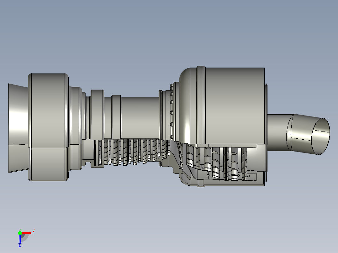 燃气轮机122---模型格式为 stp俯视图