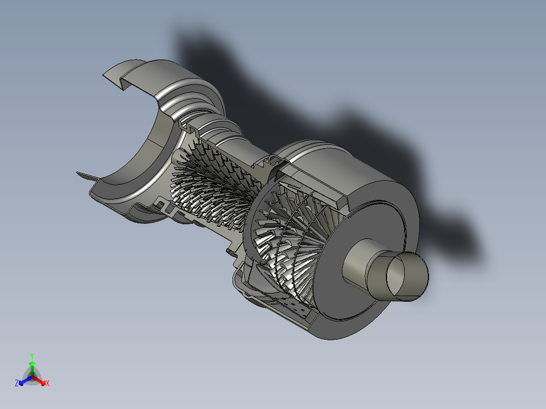 燃气轮机122---模型格式为 stp正等轴测图
