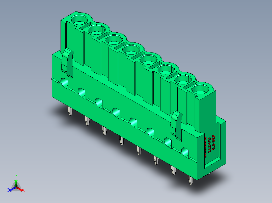 DEGSON 2EDG 系列 5.0mm 可插拔接线端子组-2EDGB-5.0-08P-14-00AH正等轴测图