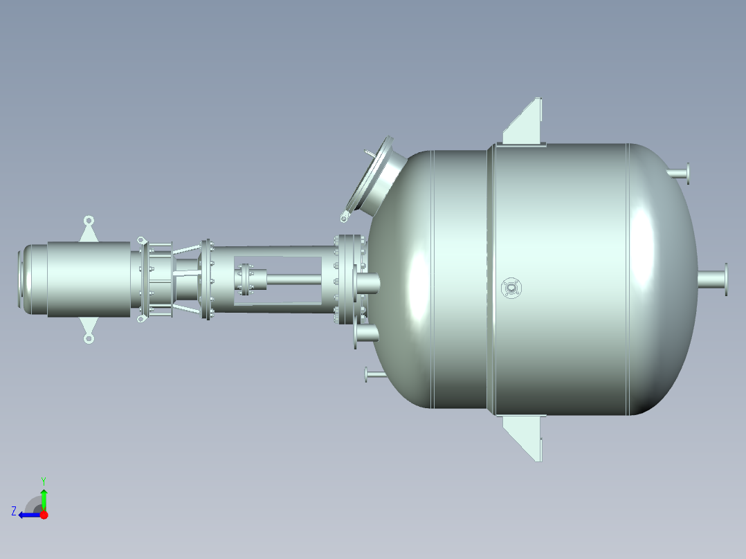 搅拌式反应釜三维+cad+说明书右视图