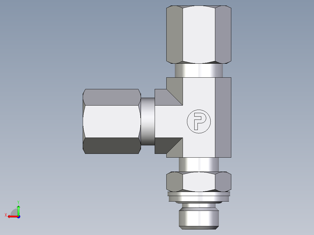 卡套式工业通用硬管接头EO_Adjustable_locknut_run_tee_LEE06ZLMCF后视图
