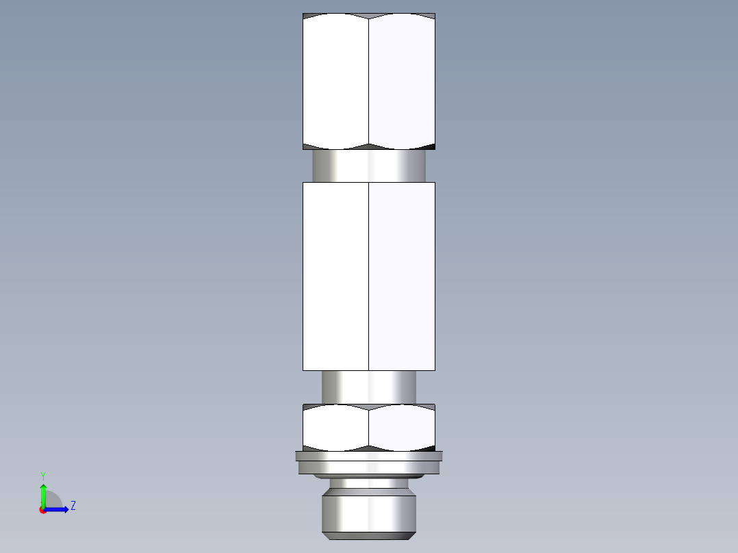 卡套式工业通用硬管接头EO_Adjustable_locknut_run_tee_LEE06ZLMCF左视图