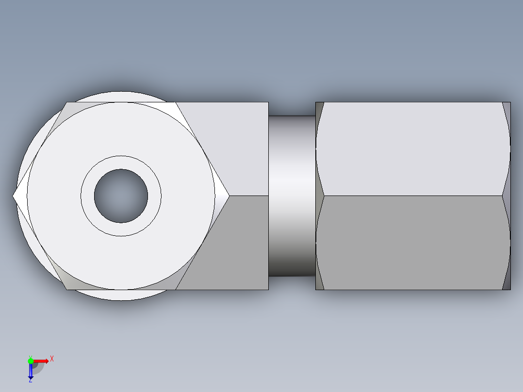 卡套式工业通用硬管接头EO_Adjustable_locknut_run_tee_LEE06ZLMCF俯视图