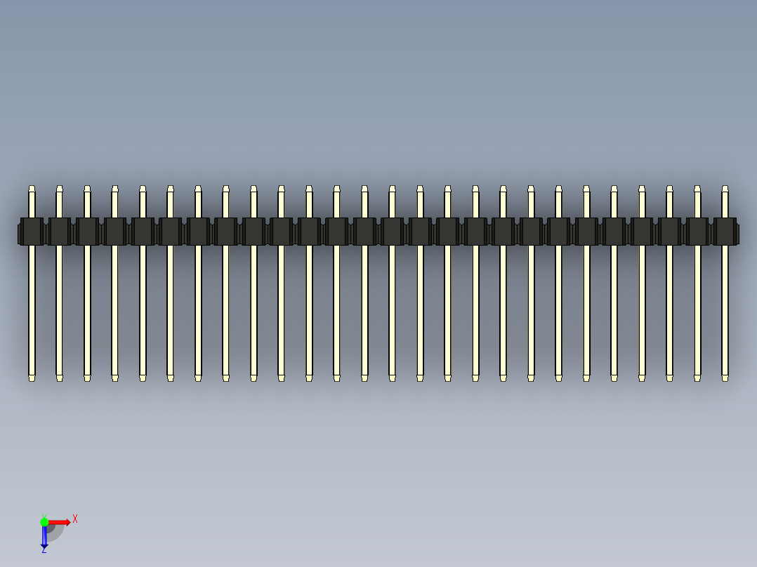 彩色公头100mil（2.54mm）系列-DS1021_black_1x26p_100mil_Type5_rev1.0俯视图