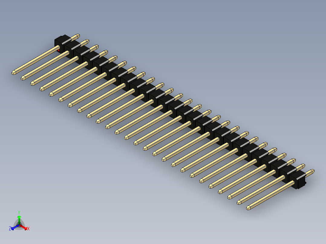 彩色公头100mil（2.54mm）系列-DS1021_black_1x26p_100mil_Type5_rev1.0正等轴测图