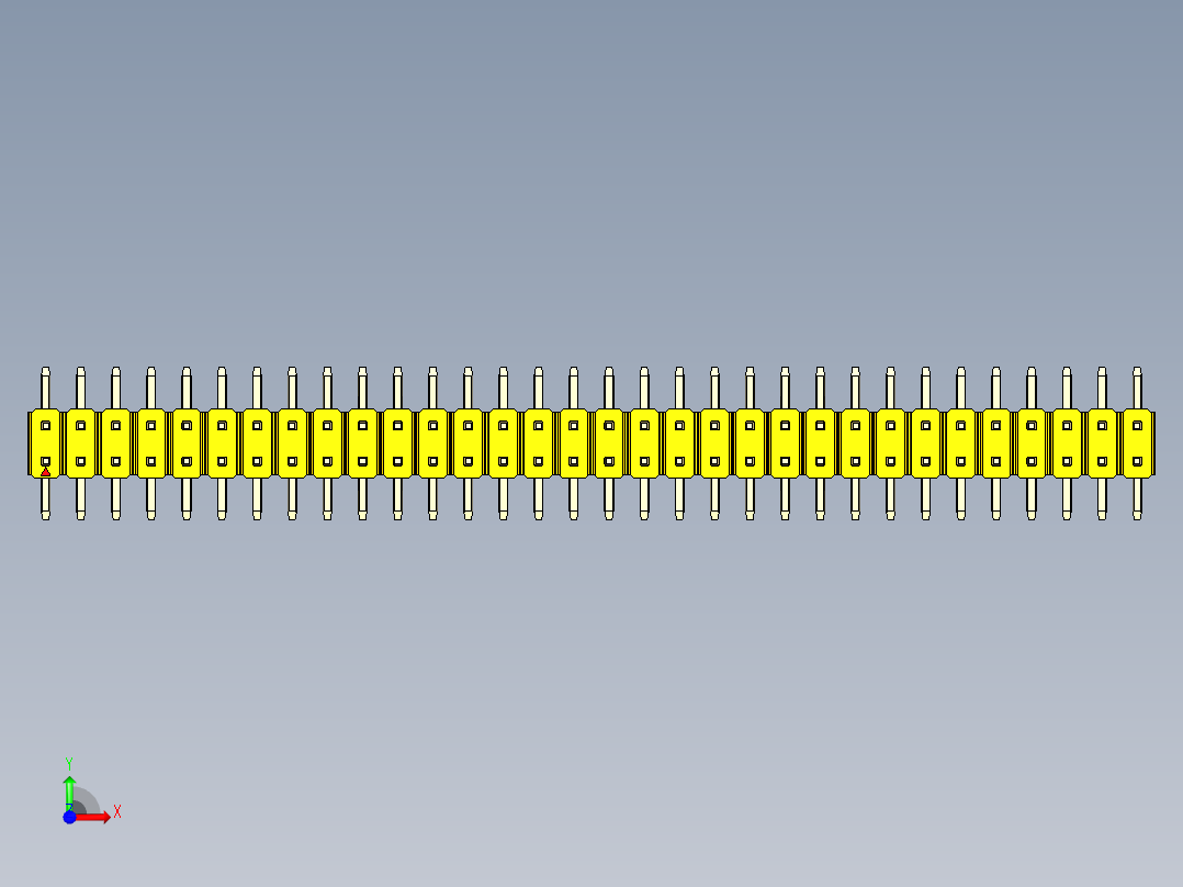 彩色公排针 100mil 2.54mm 系列-DS1022_yellow_64p_100mil_TypeSMT_rev1.0前视图
