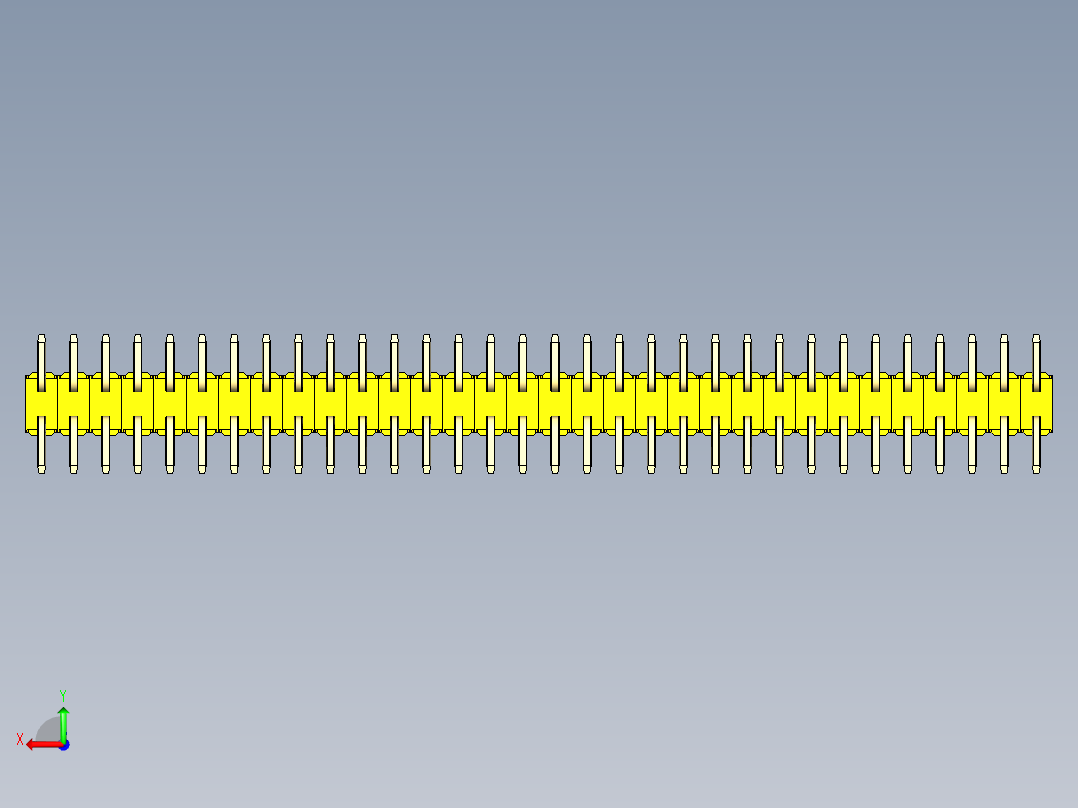 彩色公排针 100mil 2.54mm 系列-DS1022_yellow_64p_100mil_TypeSMT_rev1.0后视图