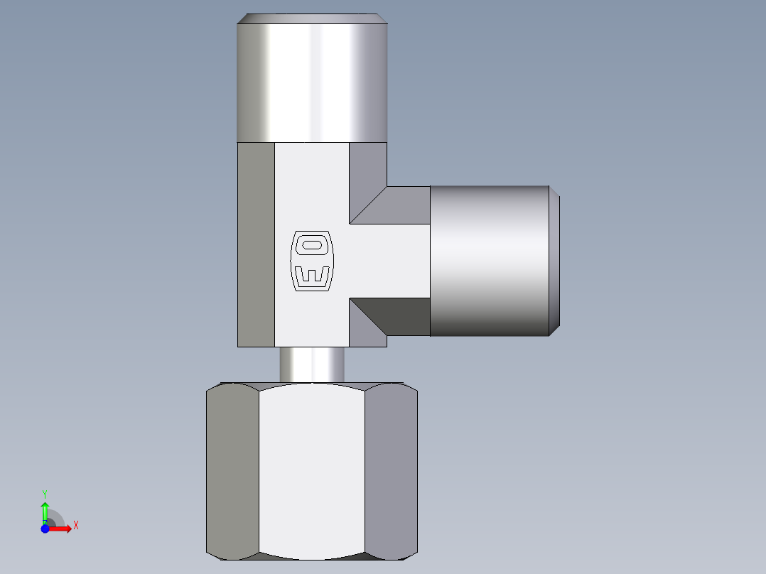 卡套式工业通用硬管接头EO_Standpipe_run_tee_EVL06SOMD71前视图