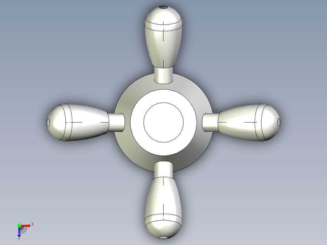 FOUR-ARM把手VBR.4-3D多系列多零件图纸模型俯视图