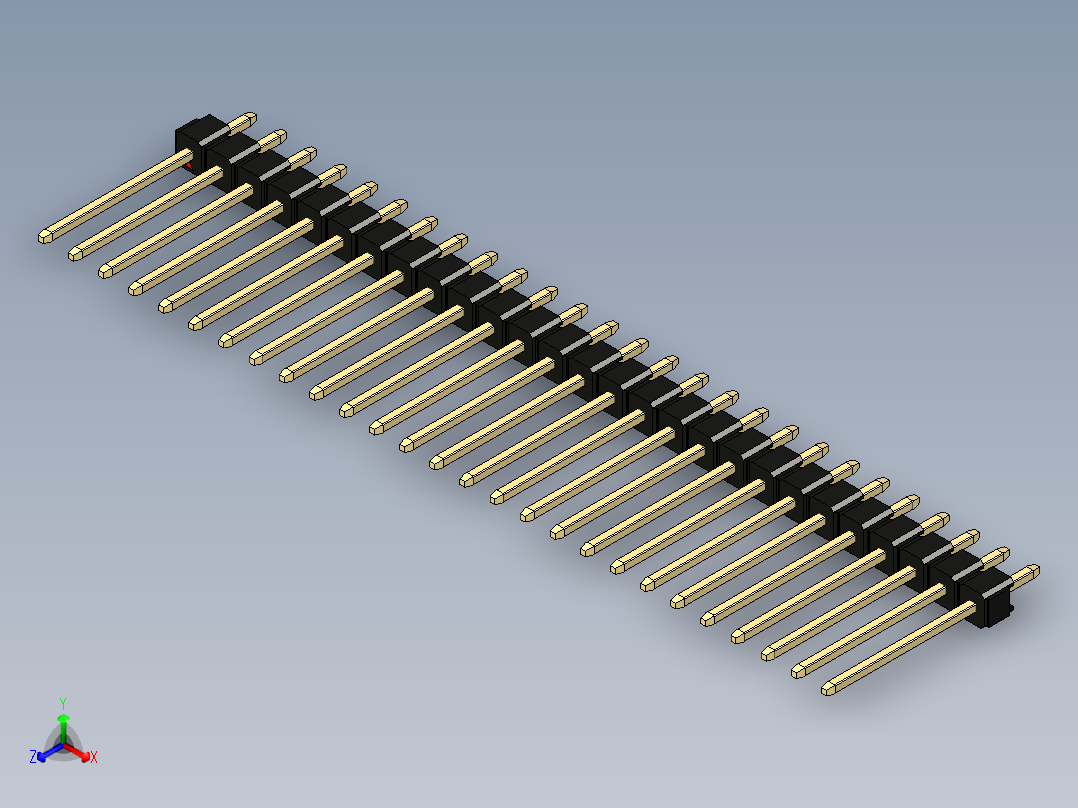 彩色公头100mil（2.54mm）系列-DS1021_black_1x27p_100mil_Type5_rev1.0正等轴测图