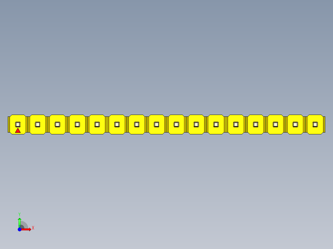 彩色公头100mil（2.54mm）系列-DS1021_yellow_1x16p_100mil_Type5_rev1.0前视图