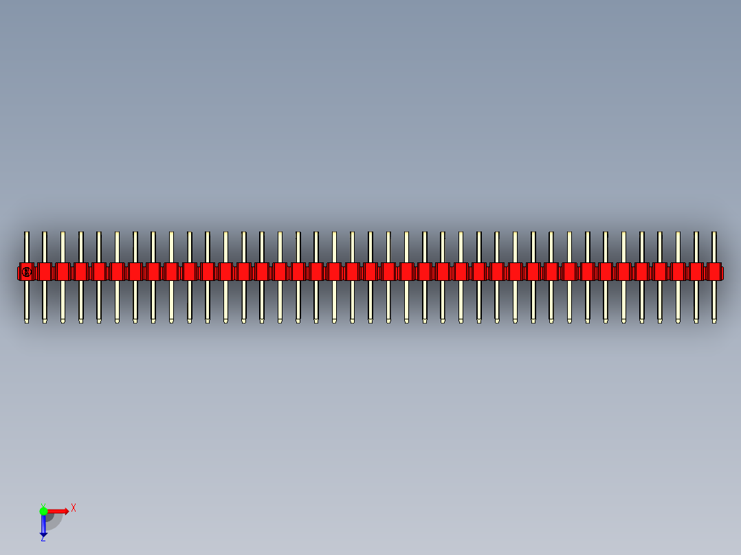 彩色公排针 100mil 2.54mm 系列-DS1022_red_2x39p_100mil_TypeD_rev1.0俯视图
