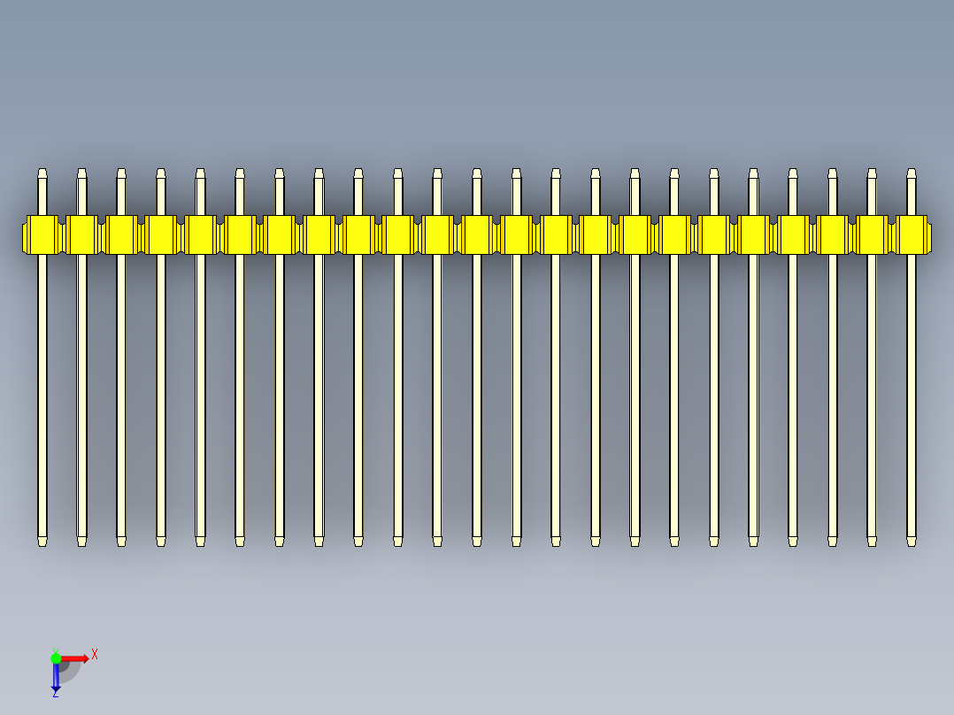 彩色公头100mil（2.54mm）系列-DS1021_yellow_2x23p_100mil_Type19_rev1.0俯视图