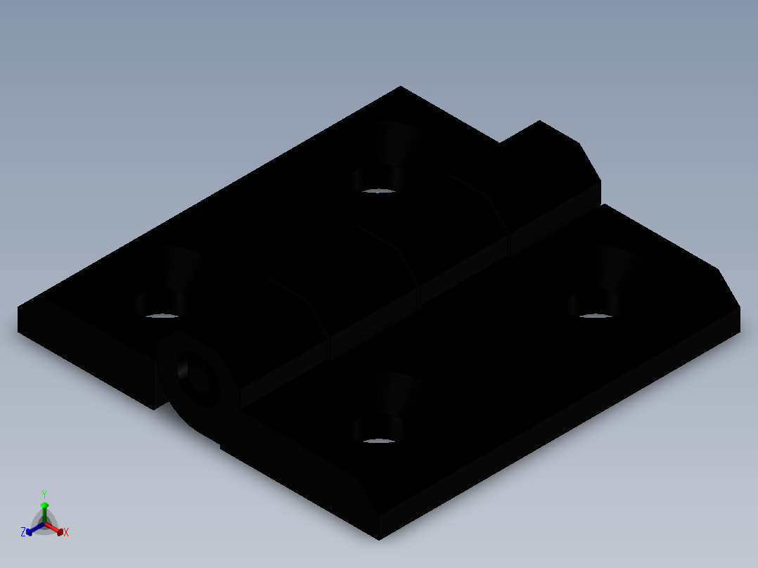 合页HFR06-50（外形尺寸50-50孔距30-30）正等轴测图