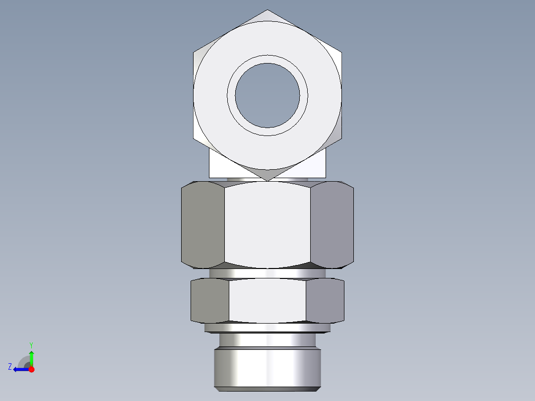 卡套式工业通用硬管接头EO_Assembled_adjustable_standpipe_branch_tee_EVT25SM71右视图