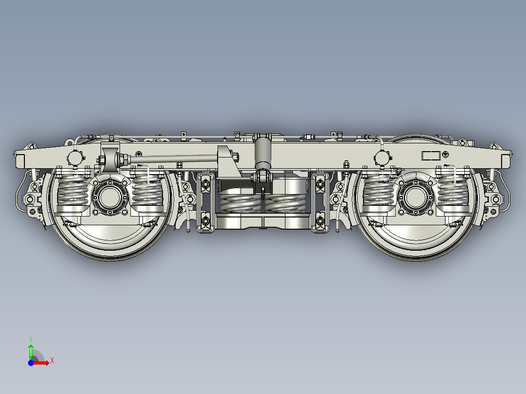 客车转向架前视图