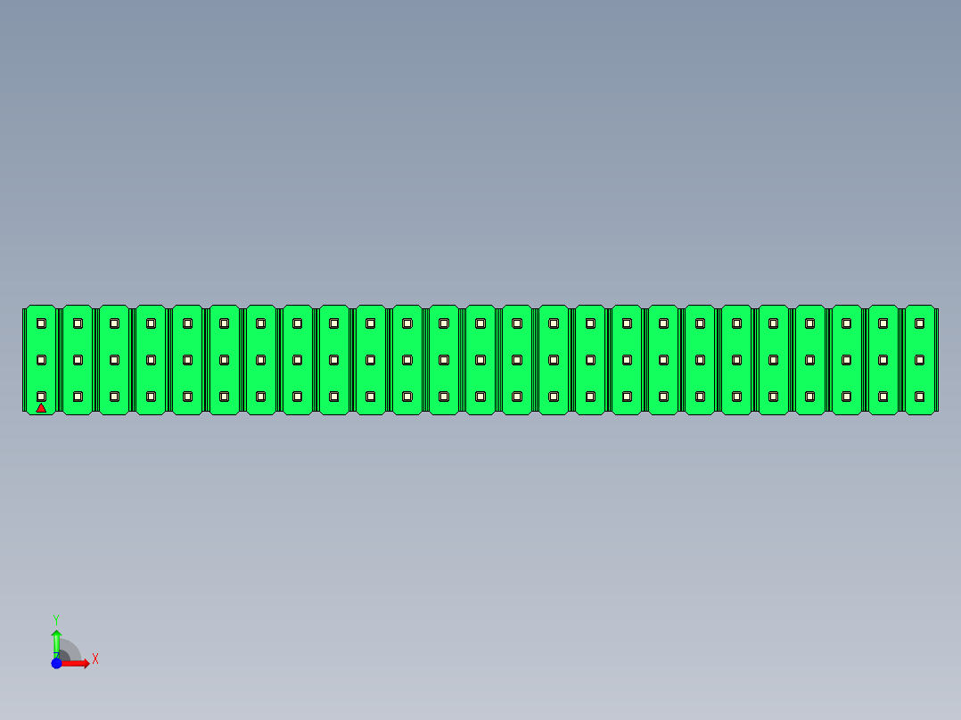 彩色公头100mil（2.54mm）系列-DS1021_green_3x25p_100mil_Type19_rev1.0前视图