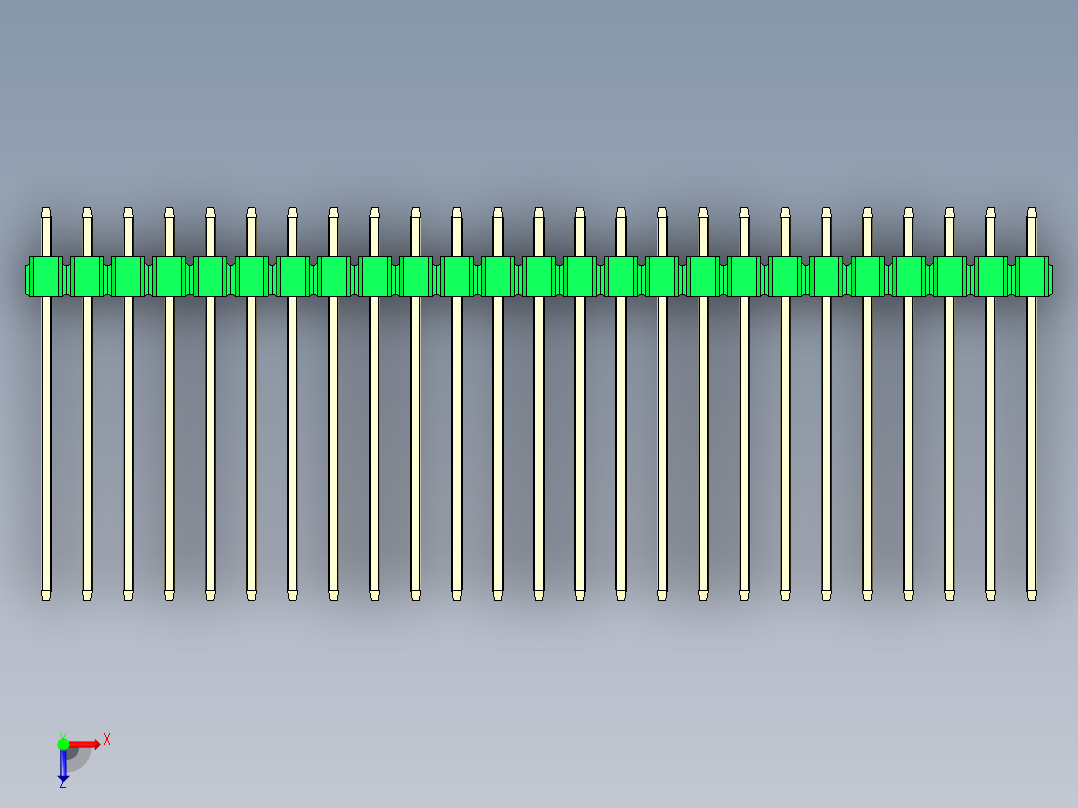 彩色公头100mil（2.54mm）系列-DS1021_green_3x25p_100mil_Type19_rev1.0俯视图