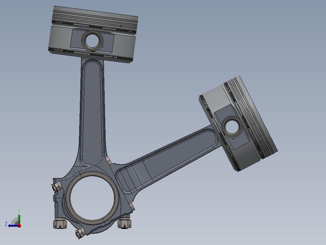 梅林发动机连杆和活塞右视图