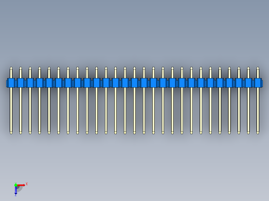 彩色公头100mil（2.54mm）系列-DS1021_blue_3x27p_100mil_Type5_rev1.0俯视图