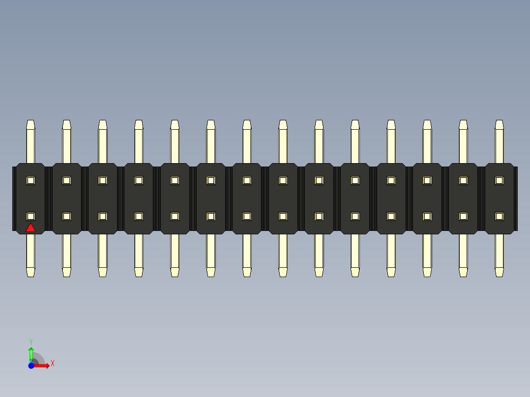 彩色公排针 100mil 2.54mm 系列-DS1022_black_28p_100mil_TypeSMT_rev1.0前视图