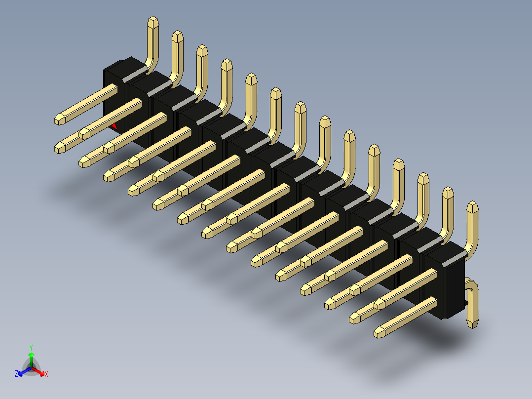 彩色公排针 100mil 2.54mm 系列-DS1022_black_28p_100mil_TypeSMT_rev1.0正等轴测图