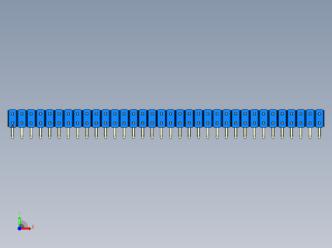 彩色公排针 100mil 2.54mm 系列-DS1022_blue_2x34p_100mil_TypeD_rev1.0前视图