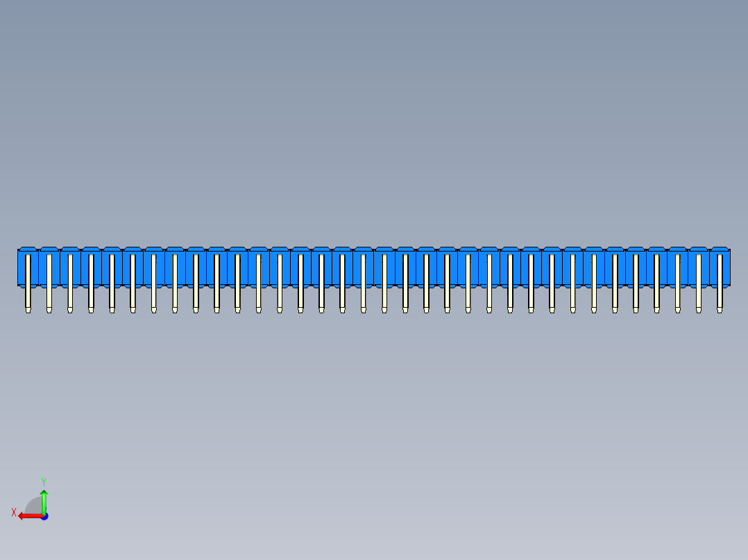 彩色公排针 100mil 2.54mm 系列-DS1022_blue_2x34p_100mil_TypeD_rev1.0后视图
