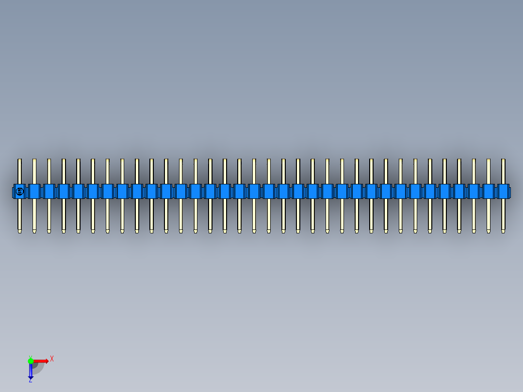 彩色公排针 100mil 2.54mm 系列-DS1022_blue_2x34p_100mil_TypeD_rev1.0俯视图