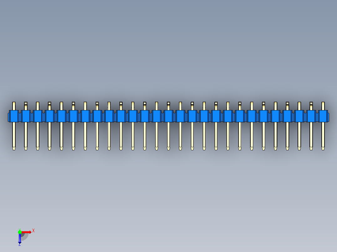 彩色公排针 100mil 2.54mm 系列-DS1022_blue_27p_100mil_Type_SMT_R2_rev1.0俯视图