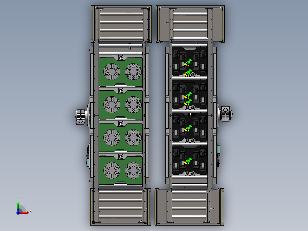 重载辊筒双层输送机前视图