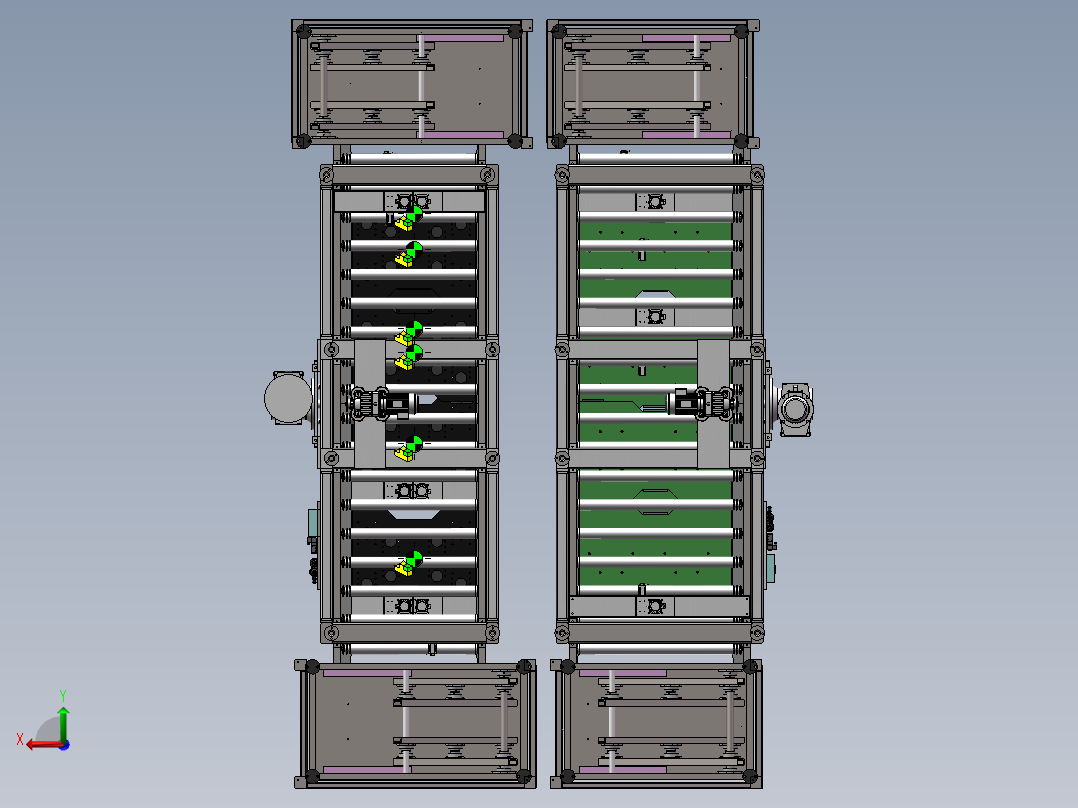 重载辊筒双层输送机后视图