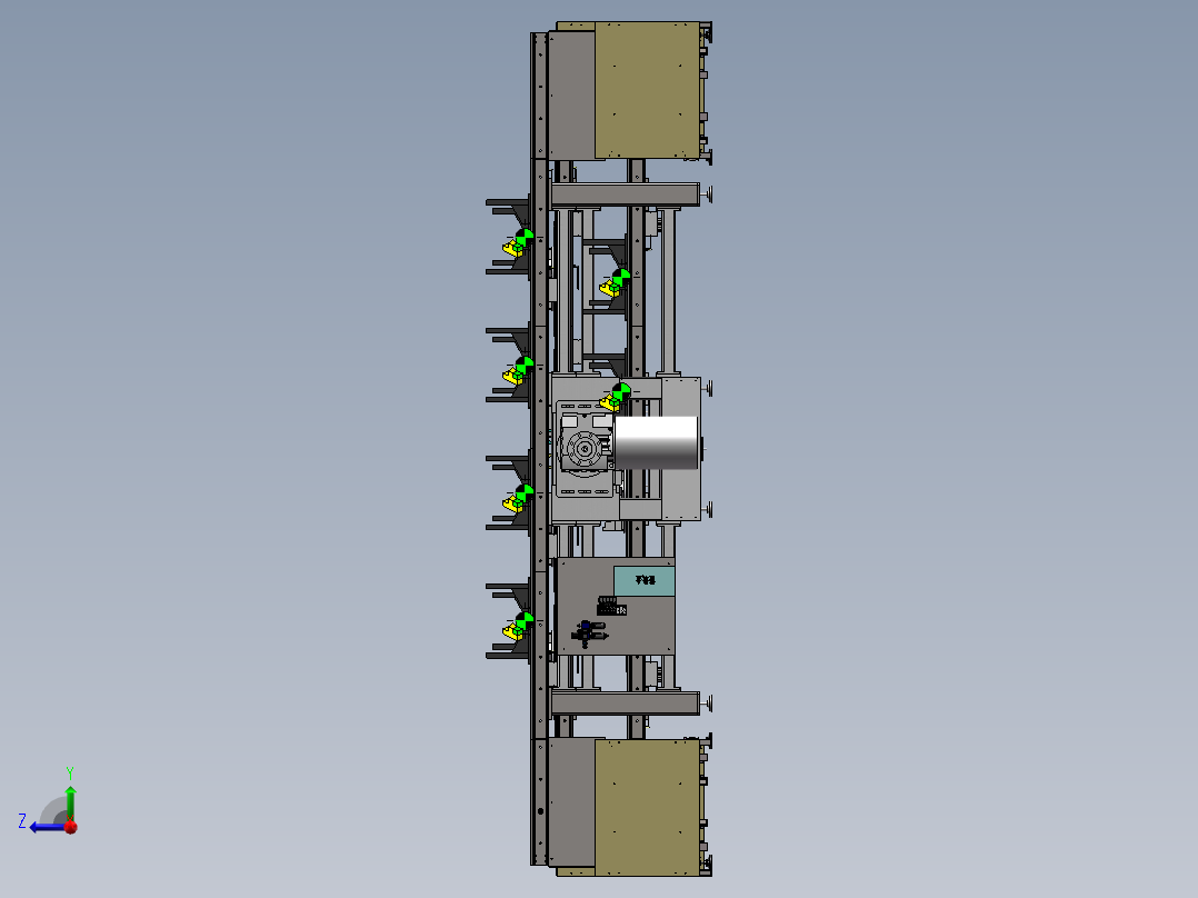 重载辊筒双层输送机右视图