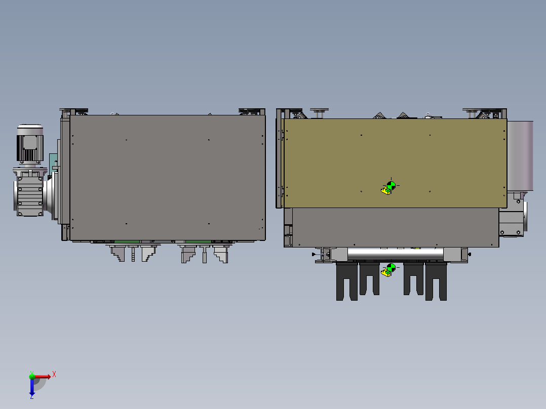重载辊筒双层输送机俯视图