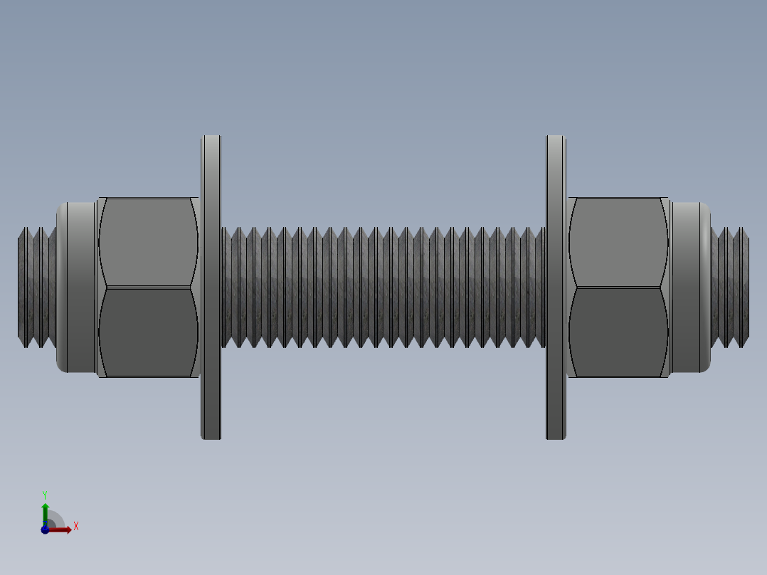 紧固件-1.0000 All-Thread前视图