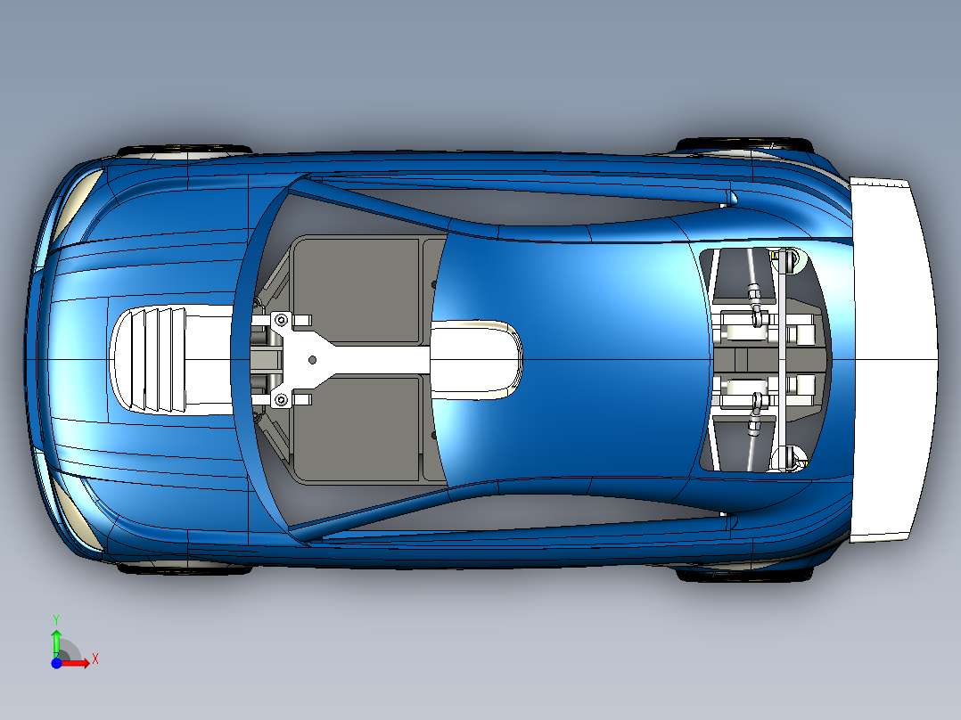 汽车外壳与底盘模型3D图纸 IGS格式前视图