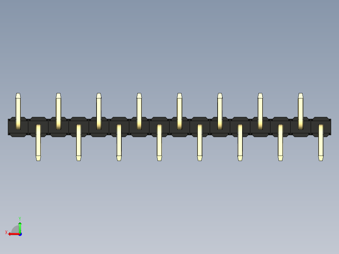 彩色公排针 100mil 2.54mm 系列-DS1022_black_16p_100mil_Type_SMT_R2_rev1.0后视图