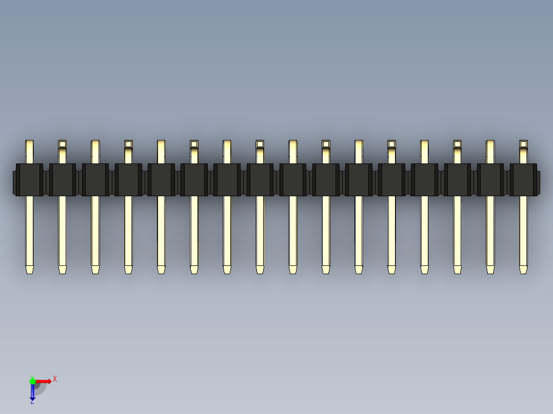 彩色公排针 100mil 2.54mm 系列-DS1022_black_16p_100mil_Type_SMT_R2_rev1.0俯视图