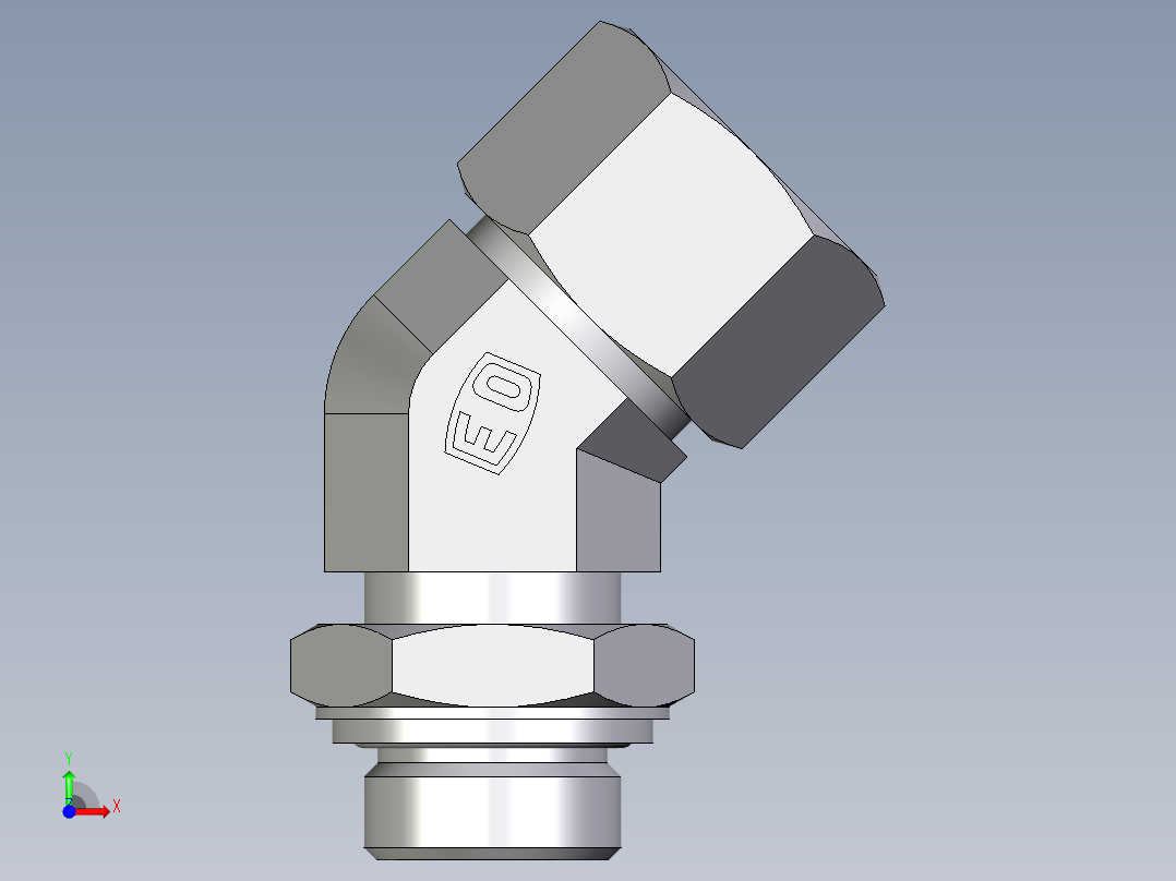 卡套式工业通用硬管接头EO_Adjustable_locknut_45_deg_elbow_VEE20ZSRCF前视图