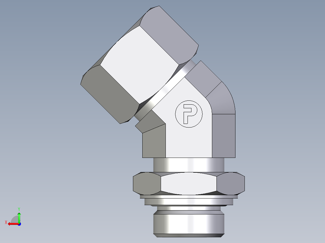 卡套式工业通用硬管接头EO_Adjustable_locknut_45_deg_elbow_VEE20ZSRCF后视图