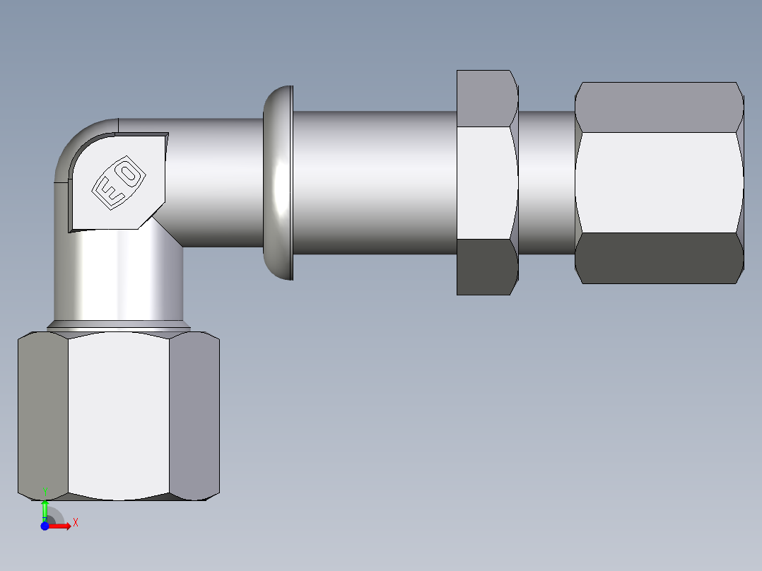 卡套式工业通用硬管接头EO_Bulkhead_elbow_WSV06ZS71前视图